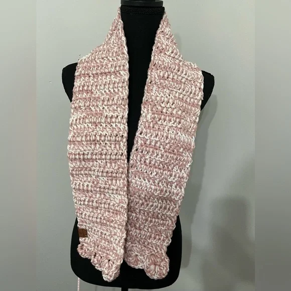 NWT KNANA KNOTS Scarf, Rose and Ivory White mixed color. Warm Soft Cozy - Picture 2 of 4